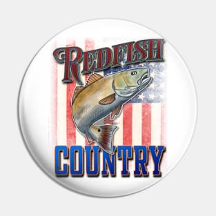 Redfish Country Red Drum Salt Water Bay Fishing USA Flag Pin