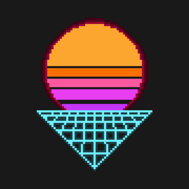 Outrun Sunset Retro 8Bit Pixel Art Outrun TShirt