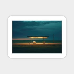 Minimalist bus stop at night – Landscape Photography Magnet