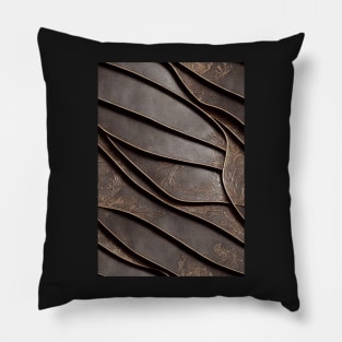 Dark Brown Ornamental Leather Stripes, natural and ecological leather print #41 Pillow