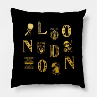 London Alphabets - Vintage Gold Pillow