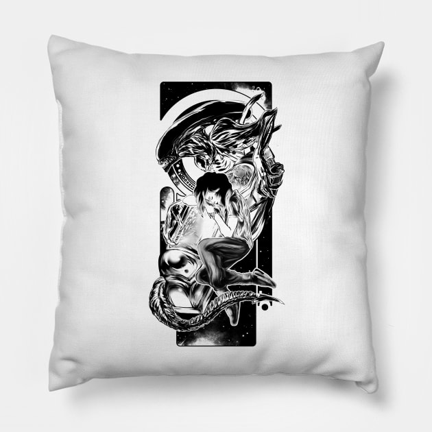 Goodnight Newt | Black and White Pillow by manoystee