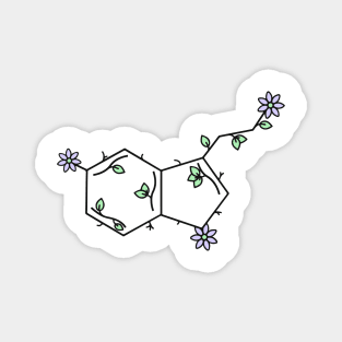 Serotonin neurotransmitter organic with flower and leaves floral. Magnet