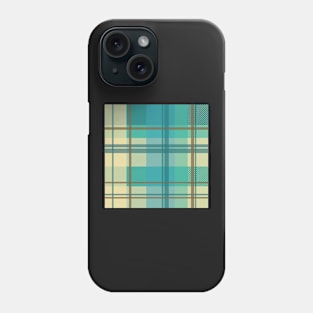 early summer plaid in calming cream, beige and turquoise seamless pattern Phone Case