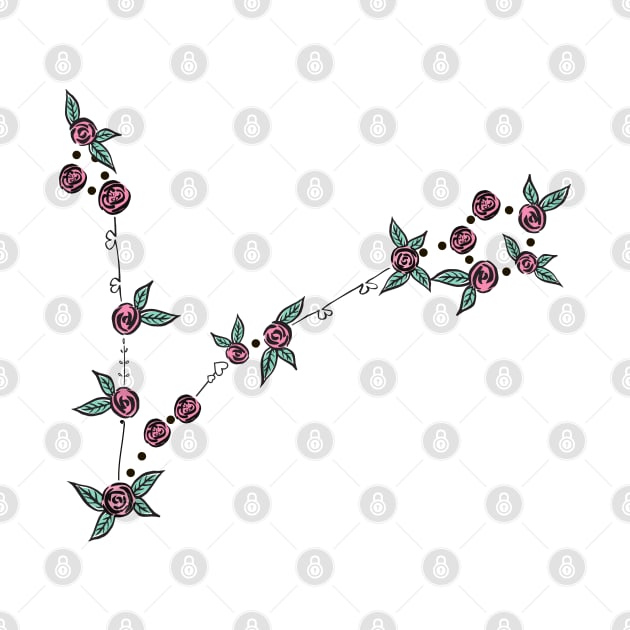 Pisces Zodiac Sign Constellation Roses and Hearts Doodle by EndlessDoodles