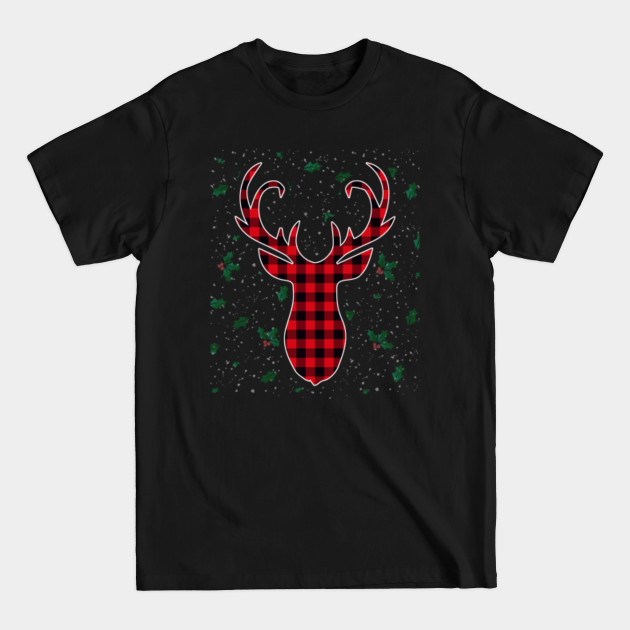 Discover Red & Black Buffalo Plaid Flannel Christmas Deer Gift - Red Black Buffalo Plaid Flannel Chris - T-Shirt