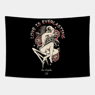 Skull Love Girl Vintage Traditional Tattoo Tapestry