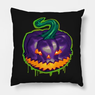 Halloween Jack O' Lantern One Purple Pillow