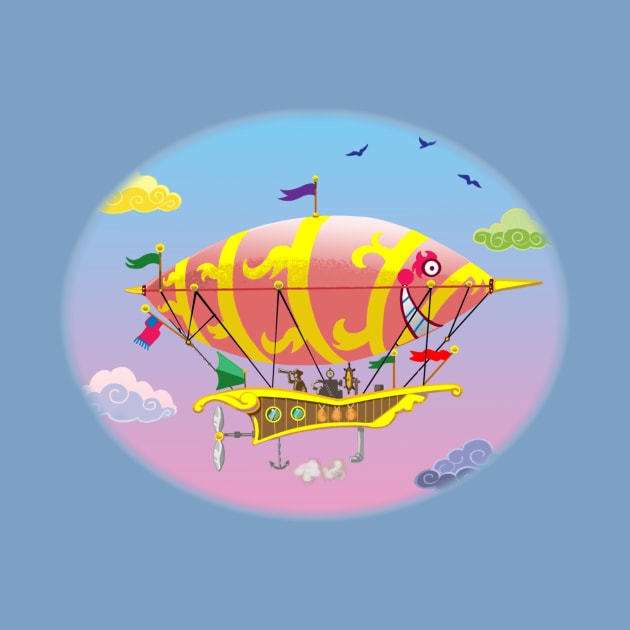 Steampunk Dirigible Dreamship Tee by Toonicorn