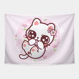 cute white neko Tapestry