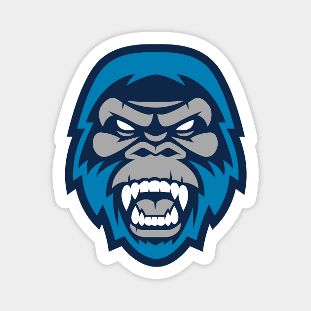 Unleash the Mystery: Growling Blue and Gray Big Foot Cryptid Sports Mascot T-shirt Magnet by CC0hort