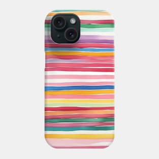 Colorful horizontal watercolor striped pattern Phone Case