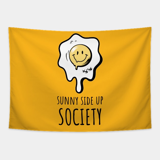 Sunny Side Up Society Runny Smiling Egg Tapestry by InkyArt