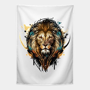 Lion Portrait Animal Painting Wildlife Outdoors Adventure Tapestry