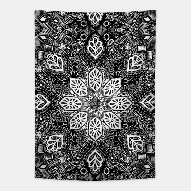 Gypsy Lace in White on Black Tapestry by micklyn