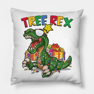 Dinosaur Christmas Tree Rex Pillow