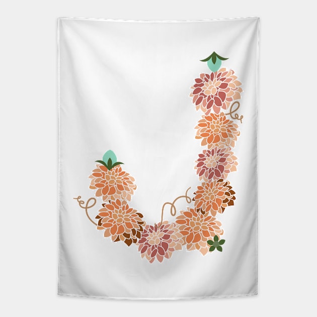 Letter J Floral Tapestry by CTstudio