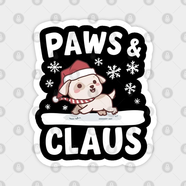 Paws & Claus Cute Christmas Magnet by Ink Lines