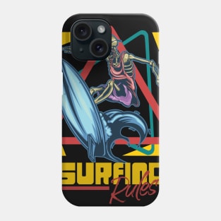 Surfing Rules skull surfer vintage retro Phone Case