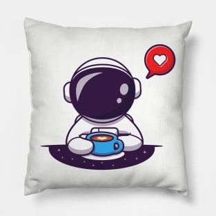 Cute Astronaut Drinking Coffee Pillow