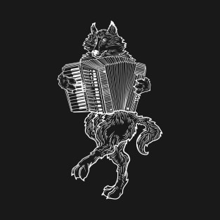 SEEMBO Wolf Playing Accordion Accordionist Musician Fun Band T-Shirt