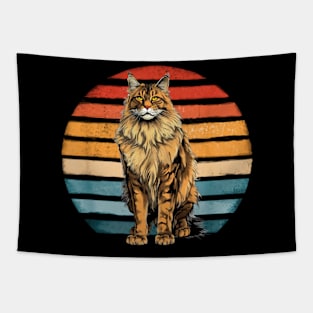 Maine Coon Cat Vintage Sunset Retro Kitten Cat Owner Tapestry