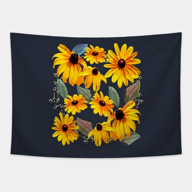 Black-eyed Susan Pattern Tapestry by RoxanneG