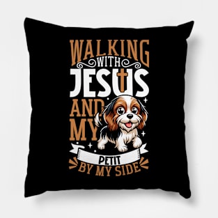 Jesus and dog - Petit Basset Griffon Vendéen Pillow