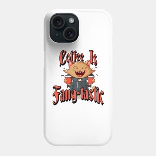 Coffee Is Fang-Tastic | Vampire Cat Holding Cups Phone Case