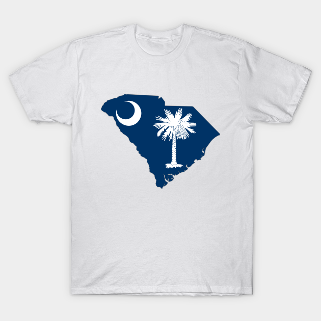 Discover South Carolina state Flag inside Map of South Carolina, USA - South Carolina Flag Map - T-Shirt