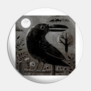 Crow in the Moonlight Pin