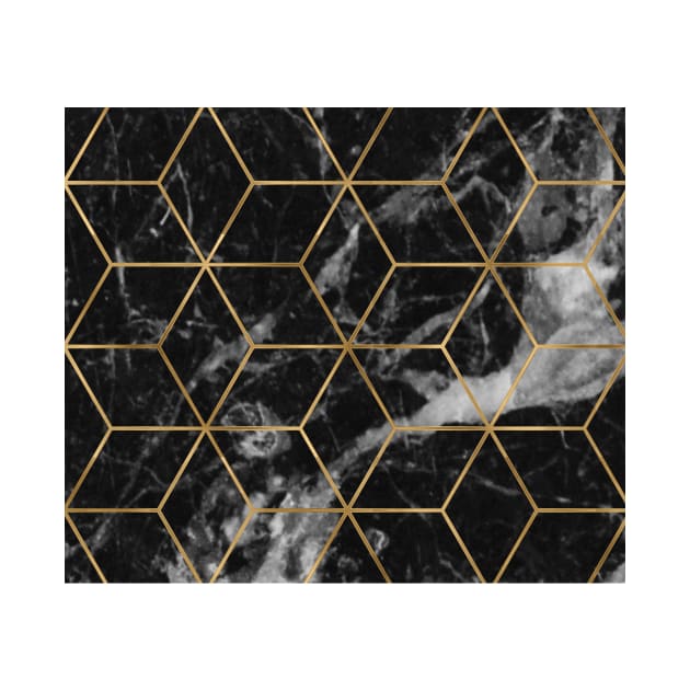 Golden deco black marble geo by marbleco