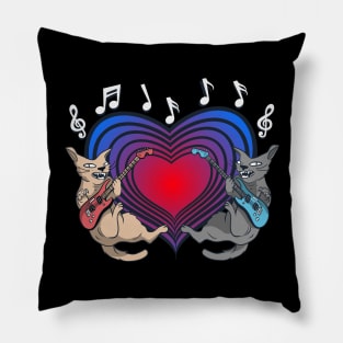 The Rockin' Feline Duo - Cats Logo Design Pillow