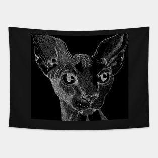 Stipple cat black Tapestry