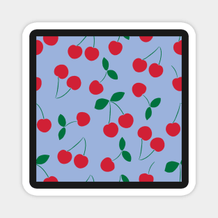 Cherry print on blue Magnet