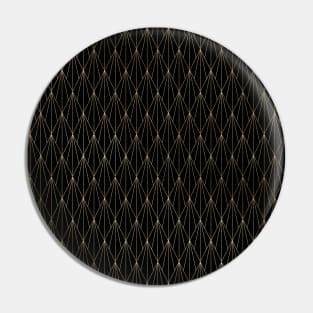Black and Gold Foil Vintage Fan Art Deco Pattern Pin