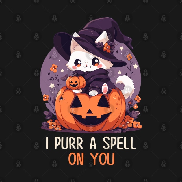 Funny Cat Pun Witch Spell Graphic Men Kids Women Halloween by KsuAnn