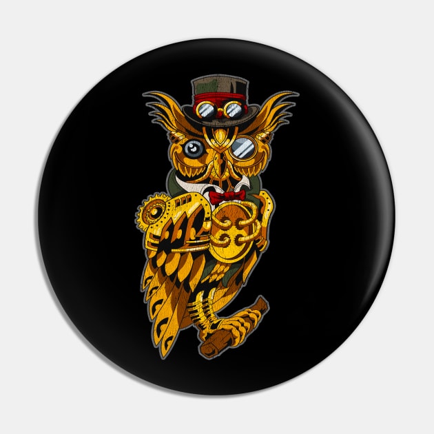 Steampunk Owl Pin by E