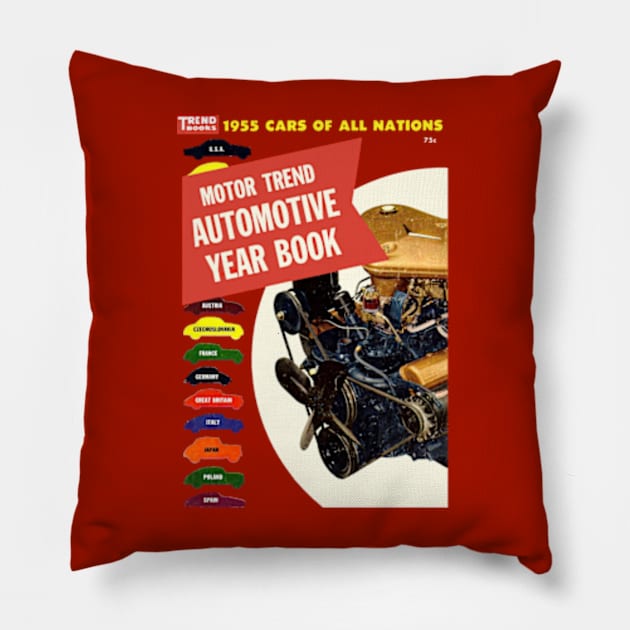 1955 AUTO YEARBOOK - book cover Pillow by Throwback Motors