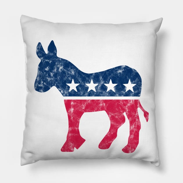 Vintage Democrat Donkey Logo Pillow by albinochicken