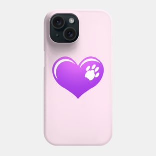 Paw on Heart, Purple Phone Case