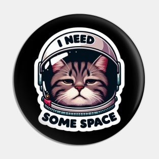 I Need Some Space meme Astronaut Tabby Cat Pin