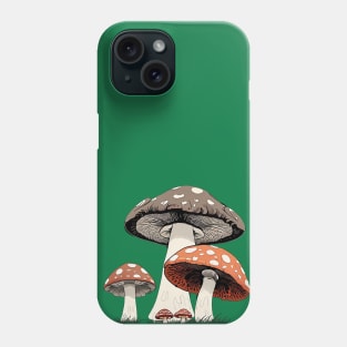 Flat Graphic of Gray and Red Mushrooms Phone Case