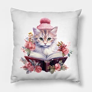 Pink Christmas Cat Pillow