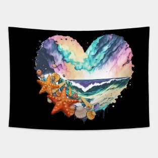 Beauty of marine life and let the waves, ocean, Big wave, blue, sea, surf, surfer, water Tapestry