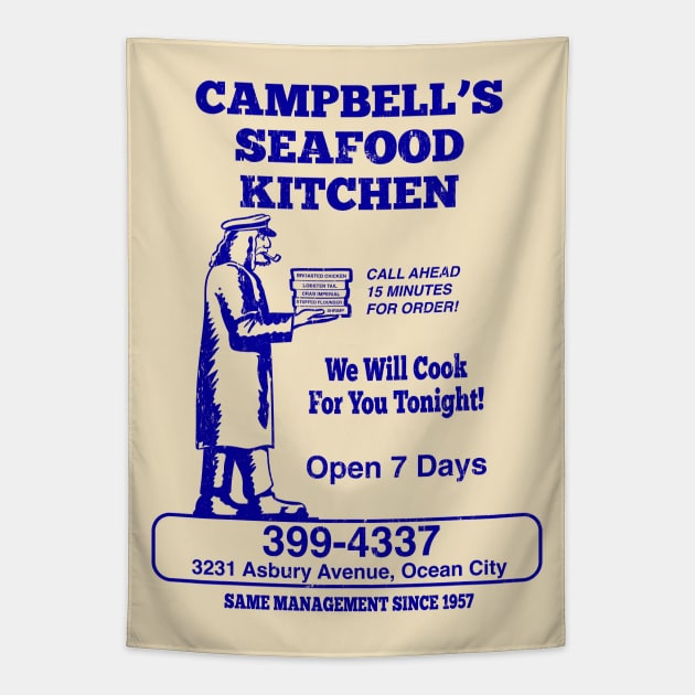 Campbell's Seafood Kitchen - Blue Print Tapestry by mcillustrator