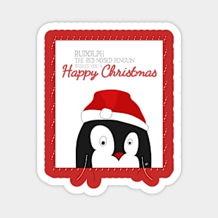 Rudolph Christmas Penguin Magnet