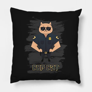 Serious Cat Cop Pillow