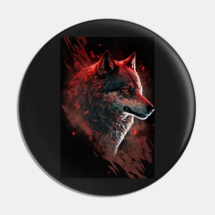 Cool Wolf portrait with red glow Pin