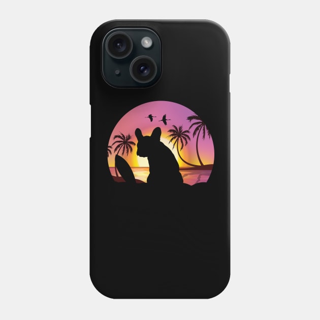 French bulldog and beach, sunset, plam tree, surfing, summer time with frenchie Phone Case by Collagedream